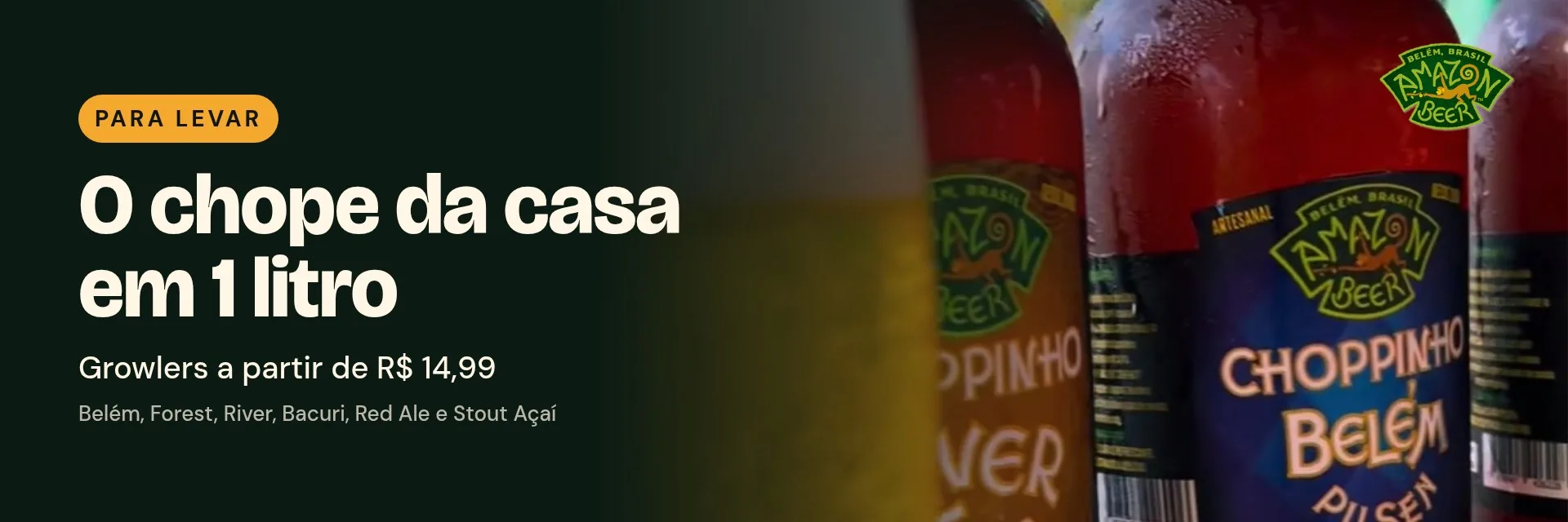 Growlers de 1 litro para levar, a partir de R$ 14,99